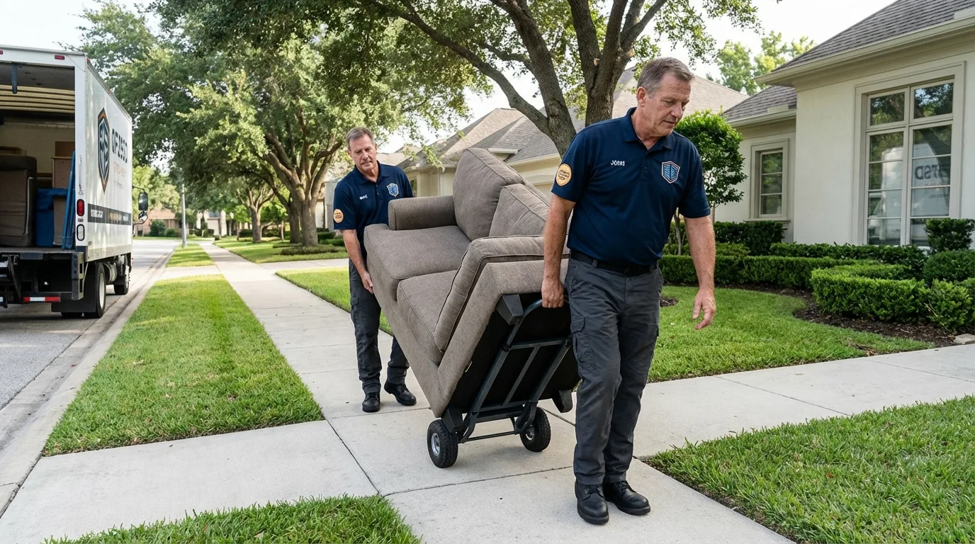 Local residential moving crew loading furniture in Hiram, ME